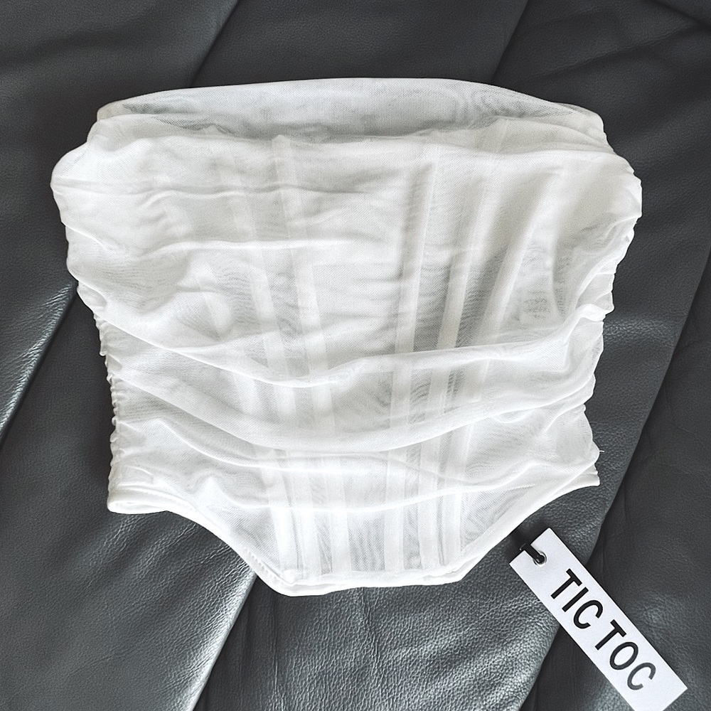 White Mesh Corset Top